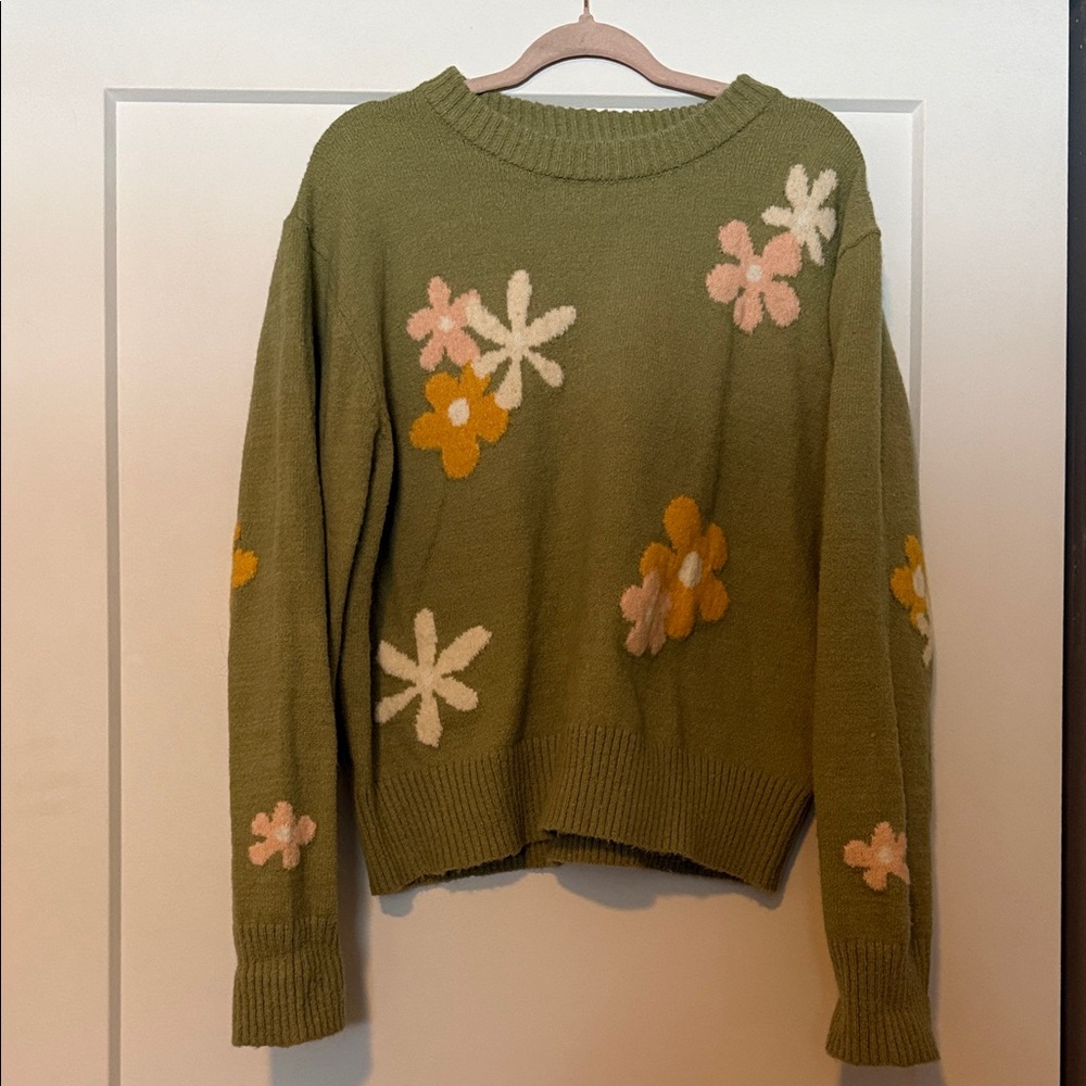 In Bloom Olive Floral Sweater